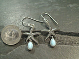 Larimar, Sterling Silver Starfish Earrings