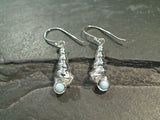 Larimar, Sterling Silver Shell Earrings