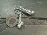 Larimar, Sterling Silver Shell Earrings