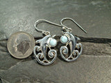 Larimar, Sterling Silver Dolphin Earrings