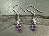 Amethyst, CZ, Sterling Silver Earrings