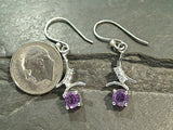 Amethyst, CZ, Sterling Silver Earrings