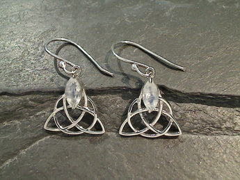 Moonstone, Sterling Silver Celtic Knot Earrings