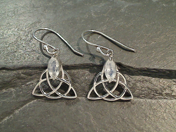 Moonstone, Sterling Silver Celtic Knot Earrings