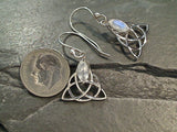 Moonstone, Sterling Silver Celtic Knot Earrings