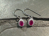 Ruby (GF), CZ, Rhodium Plated Sterling Silver Earrings