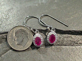 Ruby (GF), CZ, Rhodium Plated Sterling Silver Earrings