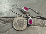 Ruby (GF), CZ, Rhodium Plated Sterling Silver Earrings