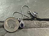 Sapphire (GF), CZ, Rhodium Plated Sterling Silver Earrings
