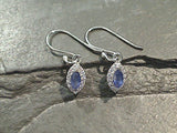 Sapphire (GF), CZ, Rhodium Plated Sterling Silver Earrings