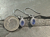 Sapphire (GF), CZ, Rhodium Plated Sterling Silver Earrings