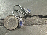 Sapphire (GF), CZ, Rhodium Plated Sterling Silver Earrings