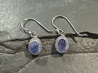 Tanzanite, CZ, Sterling Silver Earrings