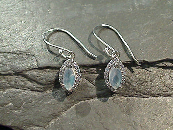Moonstone, CZ, Sterling Silver Earrings