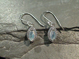 Moonstone, CZ, Sterling Silver Earrings