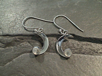 Moonstone, Sterling Silver Moon Earrings