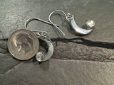 Moonstone, Sterling Silver Moon Earrings