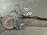 Moonstone, Sterling Silver Tree of Life Earrings