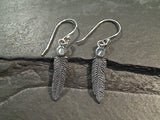 Moonstone, Sterling Silver Feather Earrings