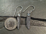 Moonstone, Sterling Silver Feather Earrings
