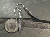 Moonstone, Sterling Silver Feather Earrings