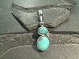 Turquoise, Topaz, Rhodium Plated Sterling Silver Pendant