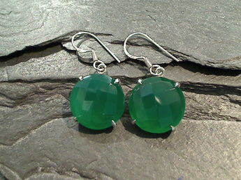 Green Onyx, Sterling Silver Earrings