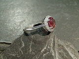 Size 7 Pink Tourmaline, CZ, Sterling Silver Ring