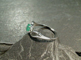 Size 8 Emerald, Rhodium Plated Sterling Ring