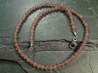 14" Cherry Quartz, Sterling Silver 4MM Necklace