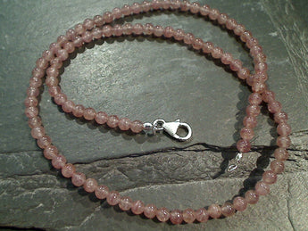 18" Cherry Quartz, Sterling Silver 4MM Necklace