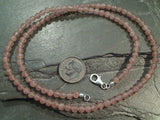 19" Cherry Quartz, Sterling Silver 4MM Necklace