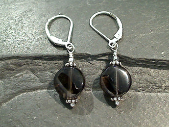Smokey Quartz, Sterling Silver Earrings