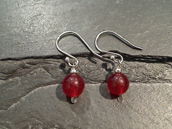 Carnelian, Sterling Silver Small Earrings