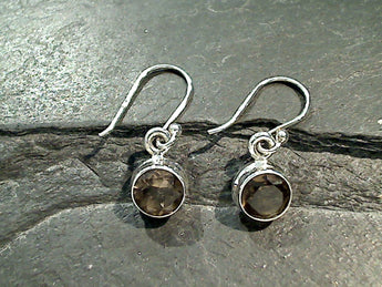 Smokey Quartz, Sterling Silver Small Earrings