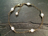 6.5" - 7.5" Pearl, Gold Filled Bracelet