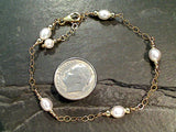 6.5" - 7.5" Pearl, Gold Filled Bracelet
