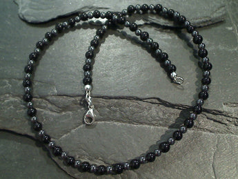 14" Onyx, Hematite, Sterling Silver Necklace