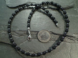 14" Onyx, Hematite, Sterling Silver Necklace