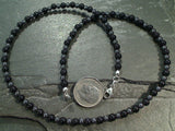16" Onyx, Hematite, Sterling Silver Necklace