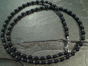 20" Onyx, Hematite, Sterling Silver Necklace