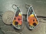 Butterfly Wings, Sterling Silver Large Earrings - Urania Ripheus