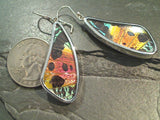 Butterfly Wings, Sterling Silver Large Earrings - Urania Ripheus