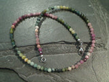 14" Tourmaline, Sterling Silver 3mm to 3.5mm Necklace