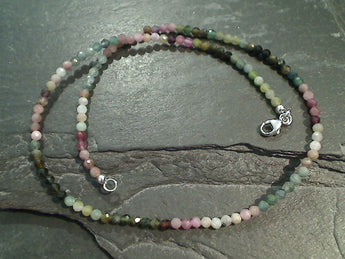 15" Tourmaline, Sterling Silver 3mm to 3.5mm Necklace