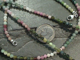 15" Tourmaline, Sterling Silver 3mm to 3.5mm Necklace