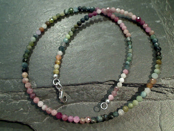 16" Tourmaline, Sterling Silver 3mm to 3.5mm Necklace