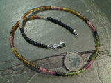 14" High Quality Tourmaline, Sterling Silver 3mm Necklace