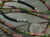 14" High Quality Tourmaline, Sterling Silver 3mm Necklace