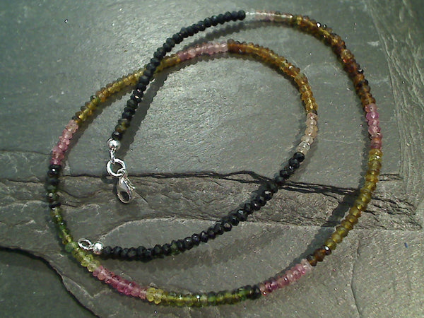16.5" High Quality Tourmaline, Sterling Silver 3mm Necklace